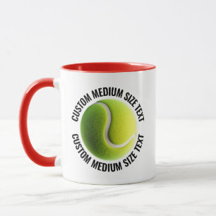 Mug Tennis personnalisé Medium Text RED Combo 11oz