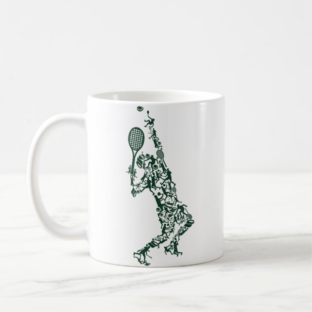 Mug Tennis T Shirt - Joueur Positionne des boules Rack (Gauche)