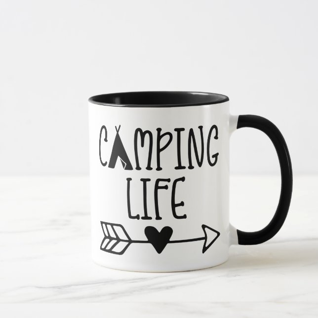 Mug Tente Vie de camping flèche Amour Cœur  (Droite)