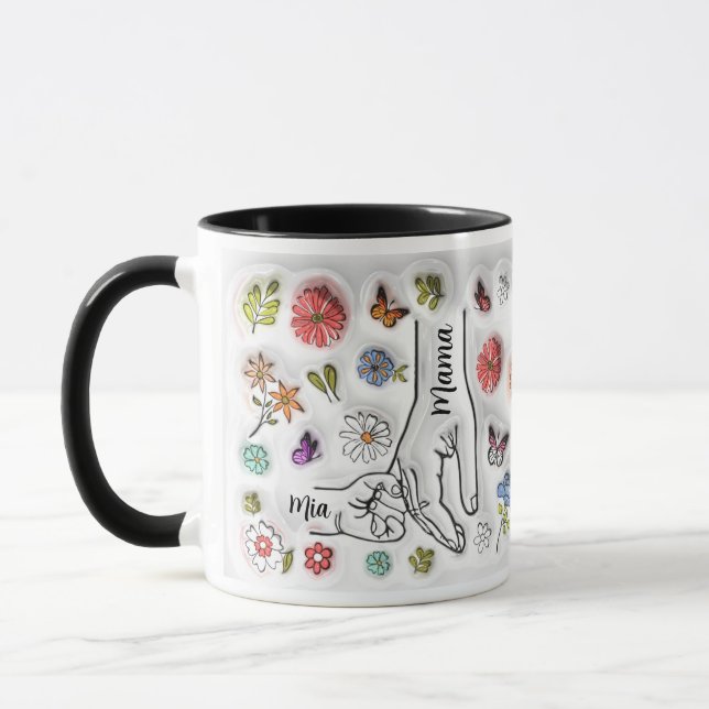 Mug Tenue personnalisée Main de maman - 1 enfant (Gauche)