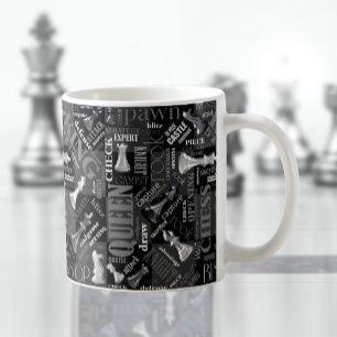 Mug Termes et pièces d'échecs noir et blanc ID784