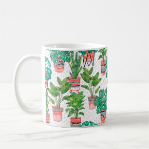 Mug Terra cotta Pots Aquarelle Maison Plantes sans cou