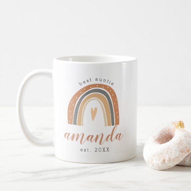 Mug Terracotta Bohemian Rainbow Cute Meilleure Auntie  (Avec donut)
