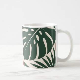 Mug Terracotta Green Tropical Leaf Silhouette