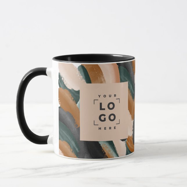 Mug Terracotta, vert abstrait peint minimaliste modern (Gauche)