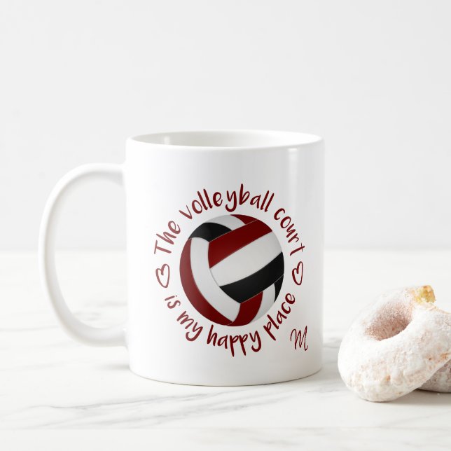 Mug terrain de volley-ball noir marron mon endroit heu (Avec donut)