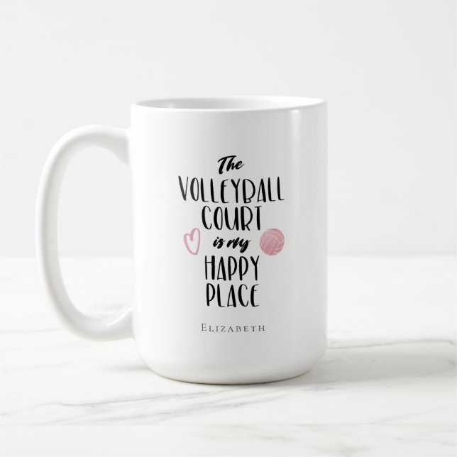Mug terrain de volley-ball personnalisé heureux lieu (Gauche)