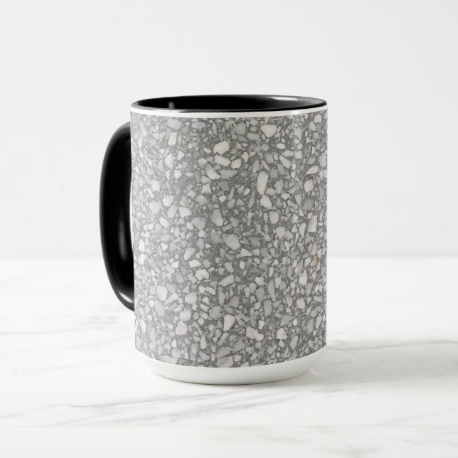 Mug Terrazzo gris et blanc moderne (Devant gauche)