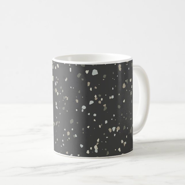 Mug Terrazzo gris foncé moderne (Devant droit)