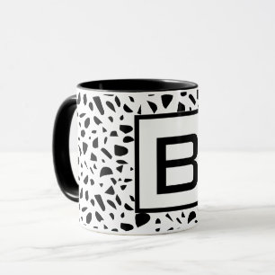 Mug Terrazzo noir blanc monogramme initial gras