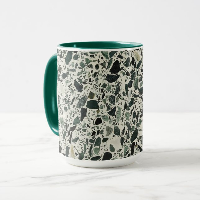 Mug Terrazzo Vert Moderne (Devant gauche)