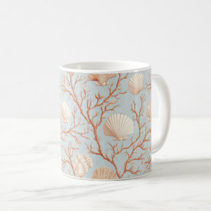 Mug Terre cuite Corail Coquillages Poudre Bleu Océan