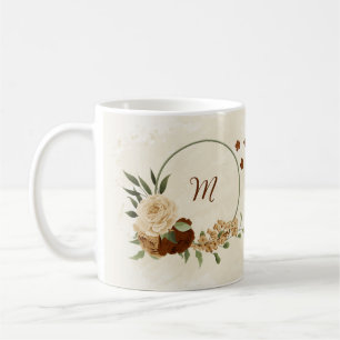 Mug terre cuite ton floral terreux