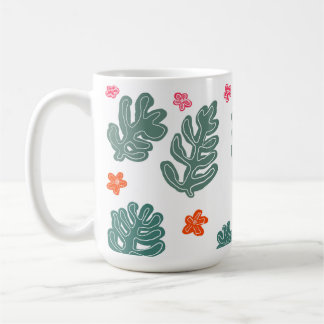 Mug terre et mer : doodé motif fleurs & plante