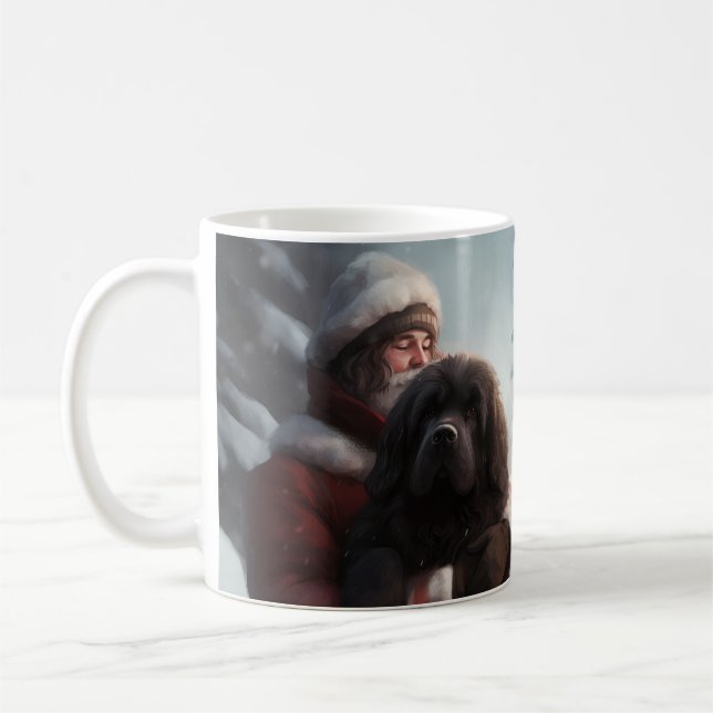 Mug Terre-Neuve avec Noël Festif du Père Noël (Gauche)