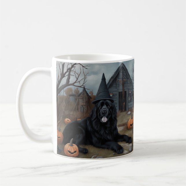 Mug Terre-Neuve Citrouille Halloween effroi (Gauche)