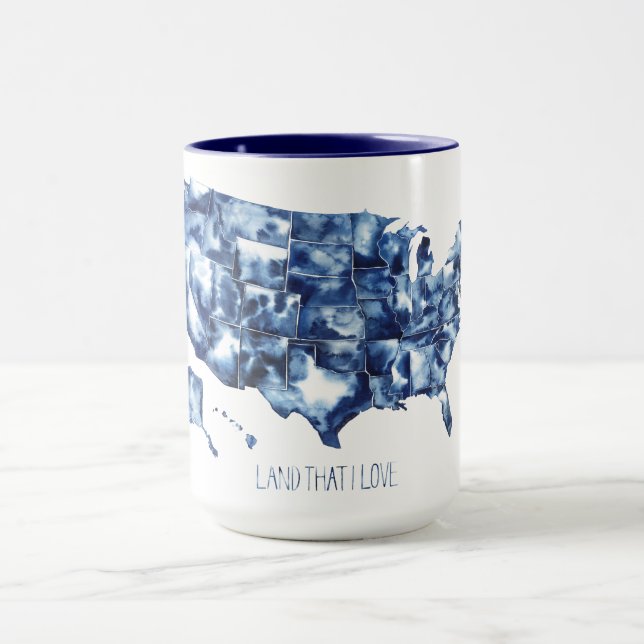 Mug Terre que j'aime - Carte des États-Unis (Centre)