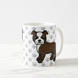 Mug Terrier Bull Staffordshire Bringé Et Blanc Chien