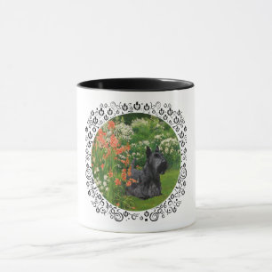 Mug Terrier écossais avec fleurs de corail