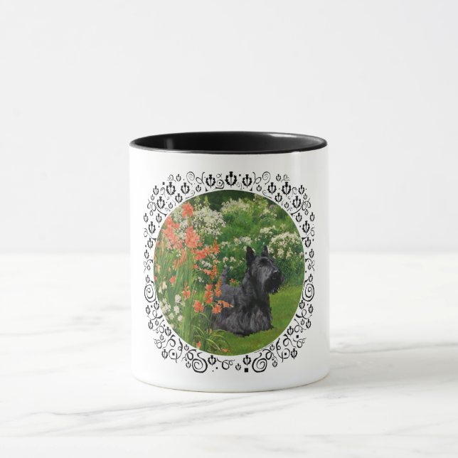 Mug Terrier écossais avec fleurs de corail (Centre)