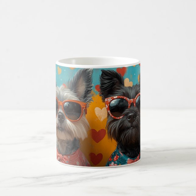 Mug Térrier écossais avec roses du cœur pour la Saint- (Centre)