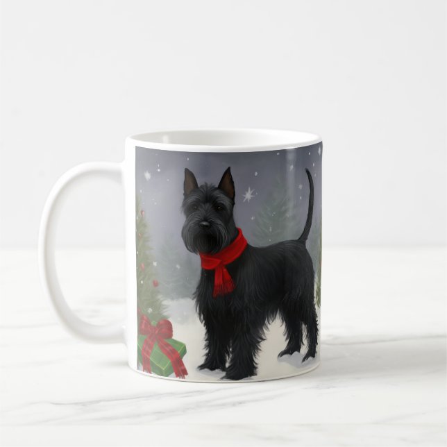 Mug Térrier Écossais dans la neige de Noël (Gauche)