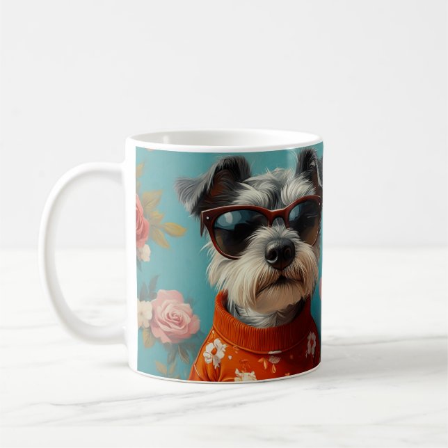Mug Terrier Fox à poil dur avec roses du cœur Saint-Va (Gauche)