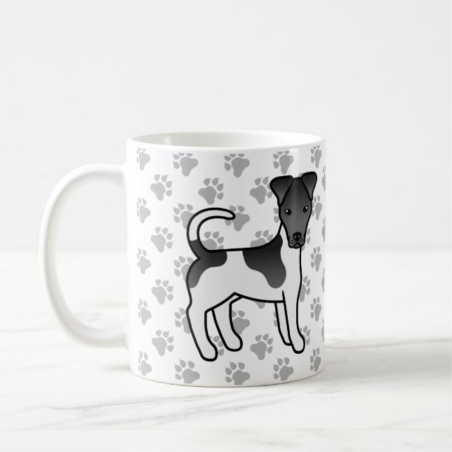 Mug Terrier Fox Lisse Cartoon Chien Noir Et Blanc (Gauche)