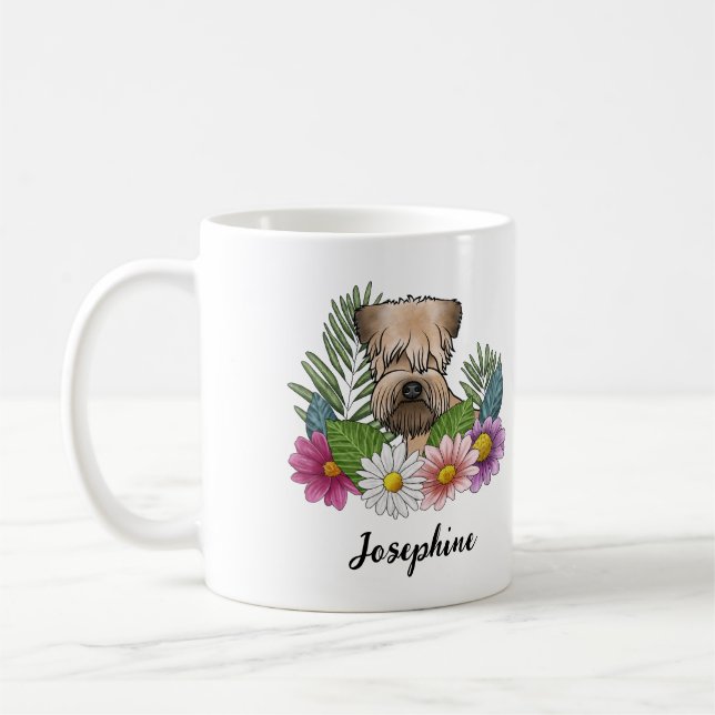 Mug Terrier Roue À Fleurs Et Nom (Gauche)
