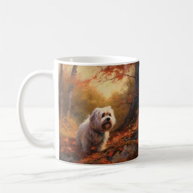 Mug Terrier tibétain à l'automne Feuilles automne Insp (Gauche)