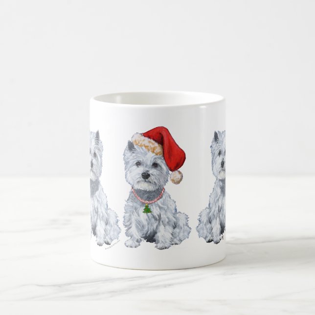 Mug Térrier West Highland blanc Père Noël (Centre)