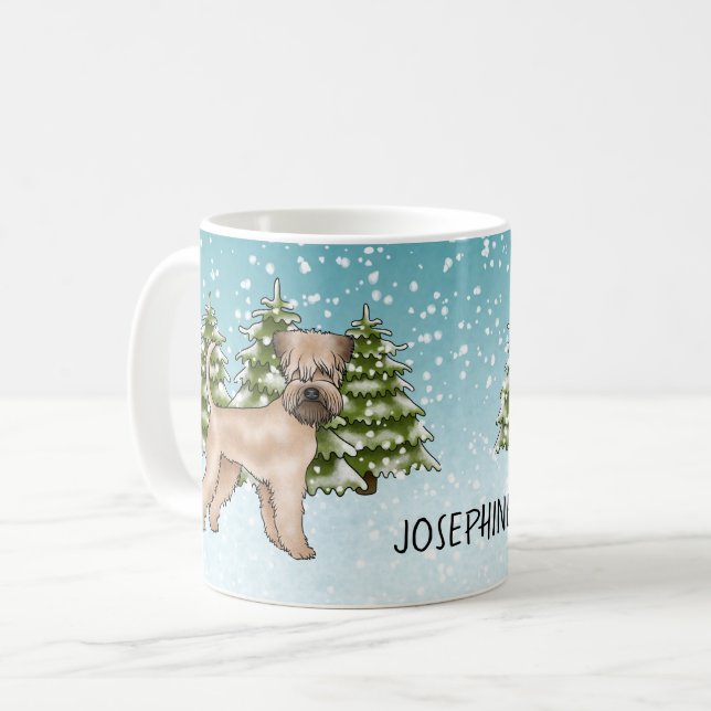 Mug Terrier Wheaten à poil doux Forêt enneigée d'hiver (Devant gauche)