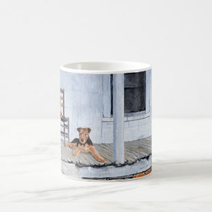 Mug Térriers Airedale sur la véranda