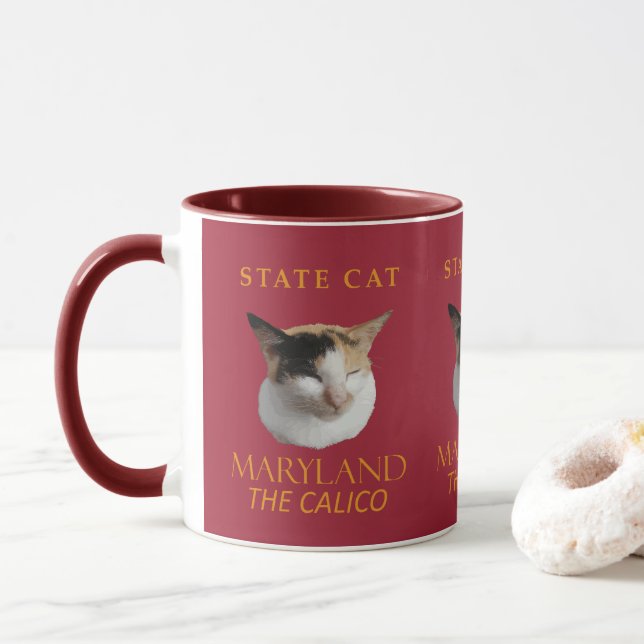 Mug Territoire du Maryland Chat Le Calicot (Avec donut)