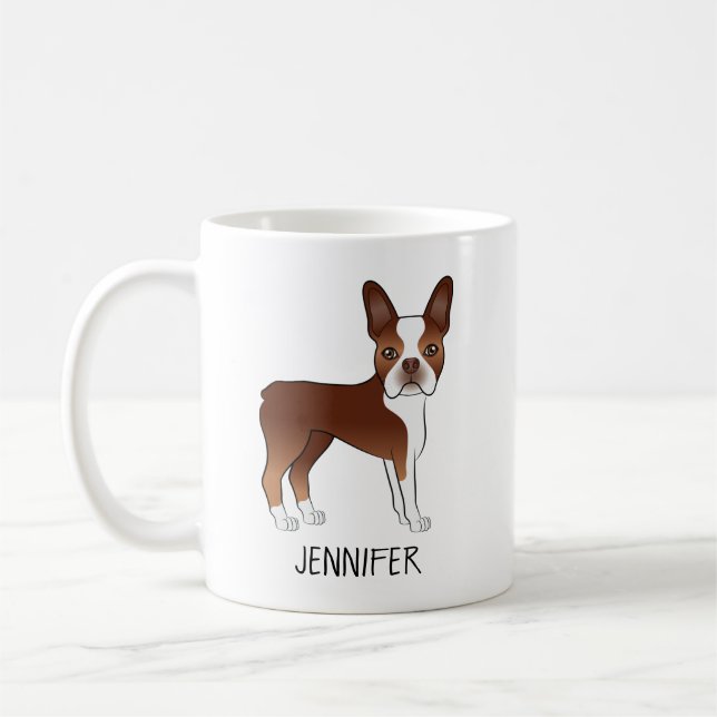 Mug Tervueren Boston Terrier Mignon Chien de Dessin An (Gauche)