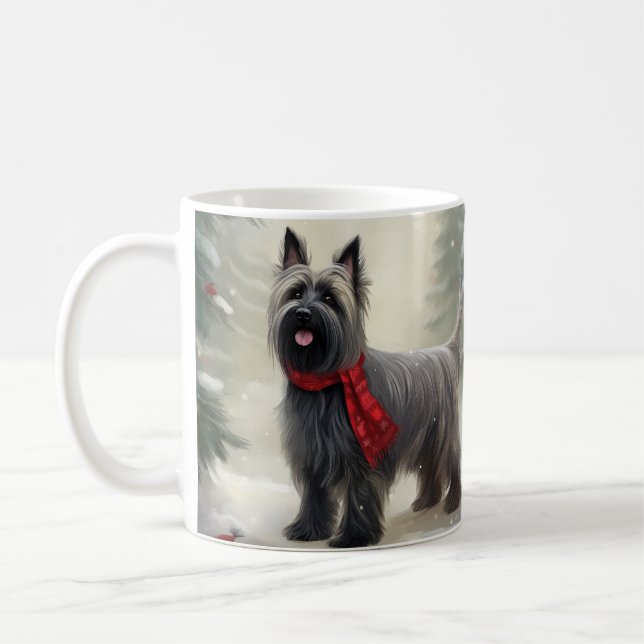Mug Tervueren chien dans neige Noël (Gauche)