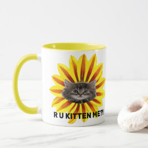 Mug T'ES KITTEN ME ?! Tournesol Kitten Face Humoristiq