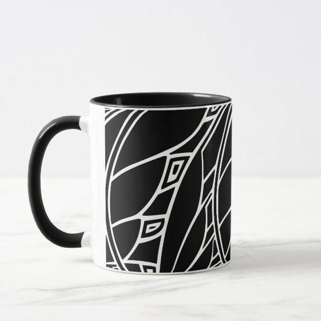 Mug Tessellations de nouveau d'art moderne noirs et (Gauche)