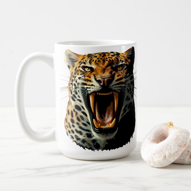 Mug Tête d'attaque du léopard (Avec donut)
