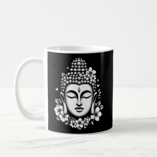 Mug Tête de bouddha ornée de fleurs (Gauche)