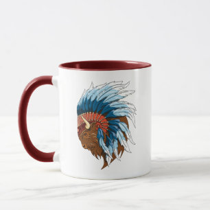 Mug Tête de buffle avec coiffure indienne