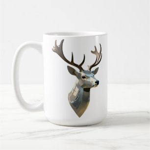 Mug Tête de Cerf Cybernétique Métallique, Trophée de d