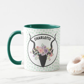 Mug Tête de cerf décorée de roses personnalisés