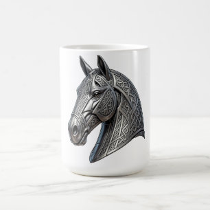 Mug Tête de cheval argentée celtique majestueuse avec