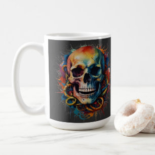 Mug Tête de crâne avec pointes de peinture multicolore