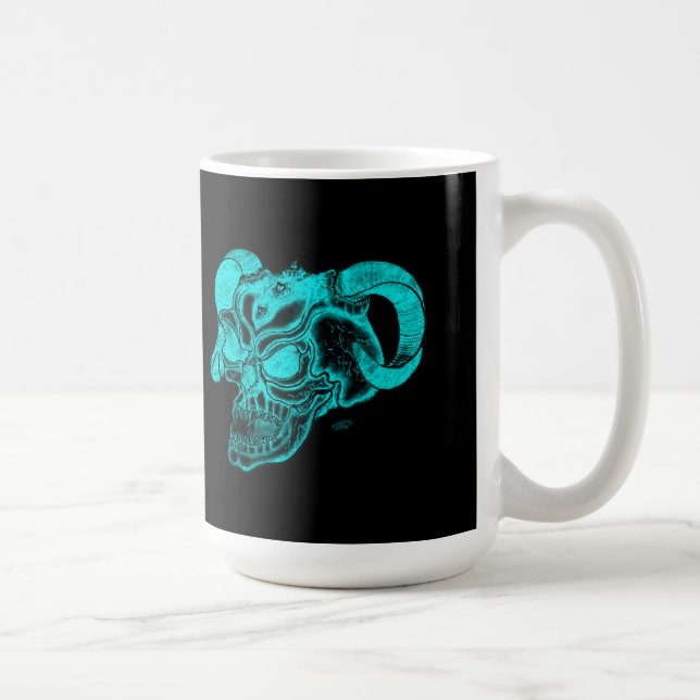 Mug Tête de diable crâne noir et vert (Droite)