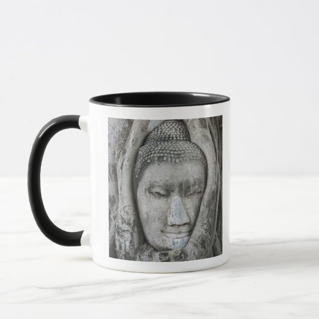 Mug Tête de grès de Bouddha cernée d'un arbre (Gauche)