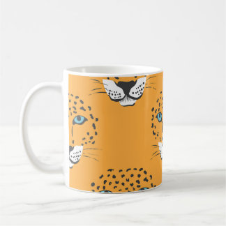 Mug Tête de léopard orange, motif sans soudure.