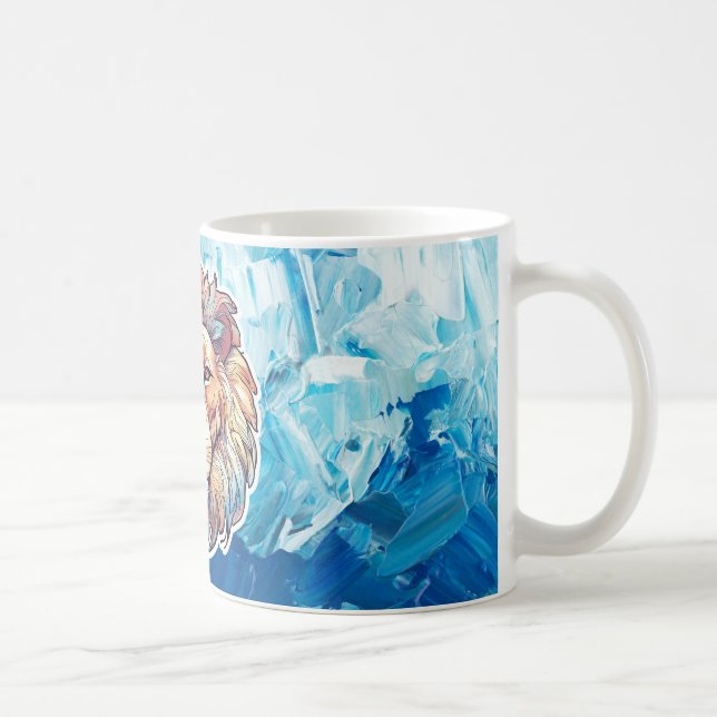 Mug Tête de lion abstrait bleu (Droite)