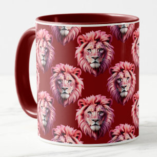 Mug Tête de lion rose bordeaux Design 
